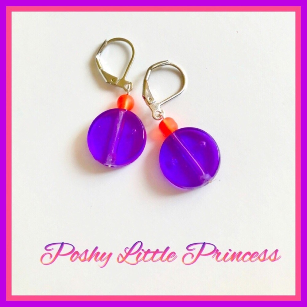 Neon Drop Earrings ~ Purple/Orange